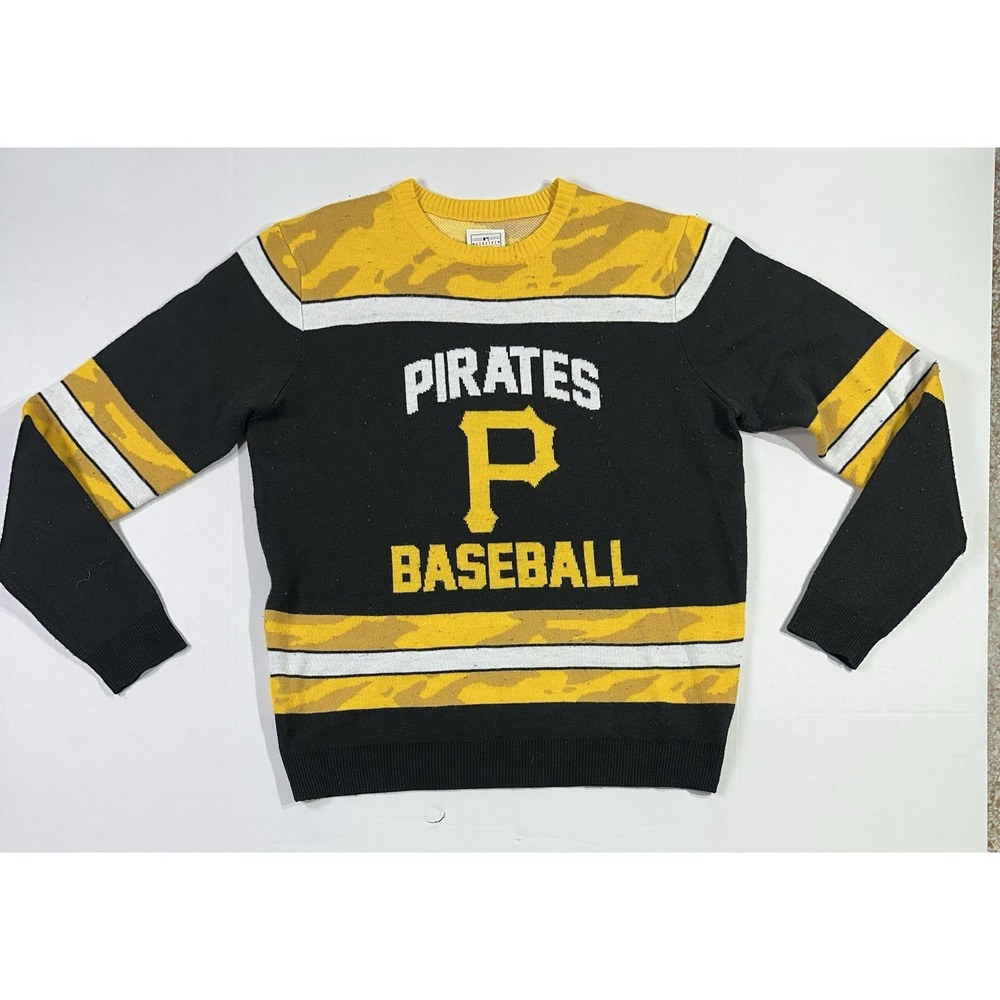 Pittsburgh Pirates Baseball Sweater Men's L MLB Genuine Merch Knit Black Gold